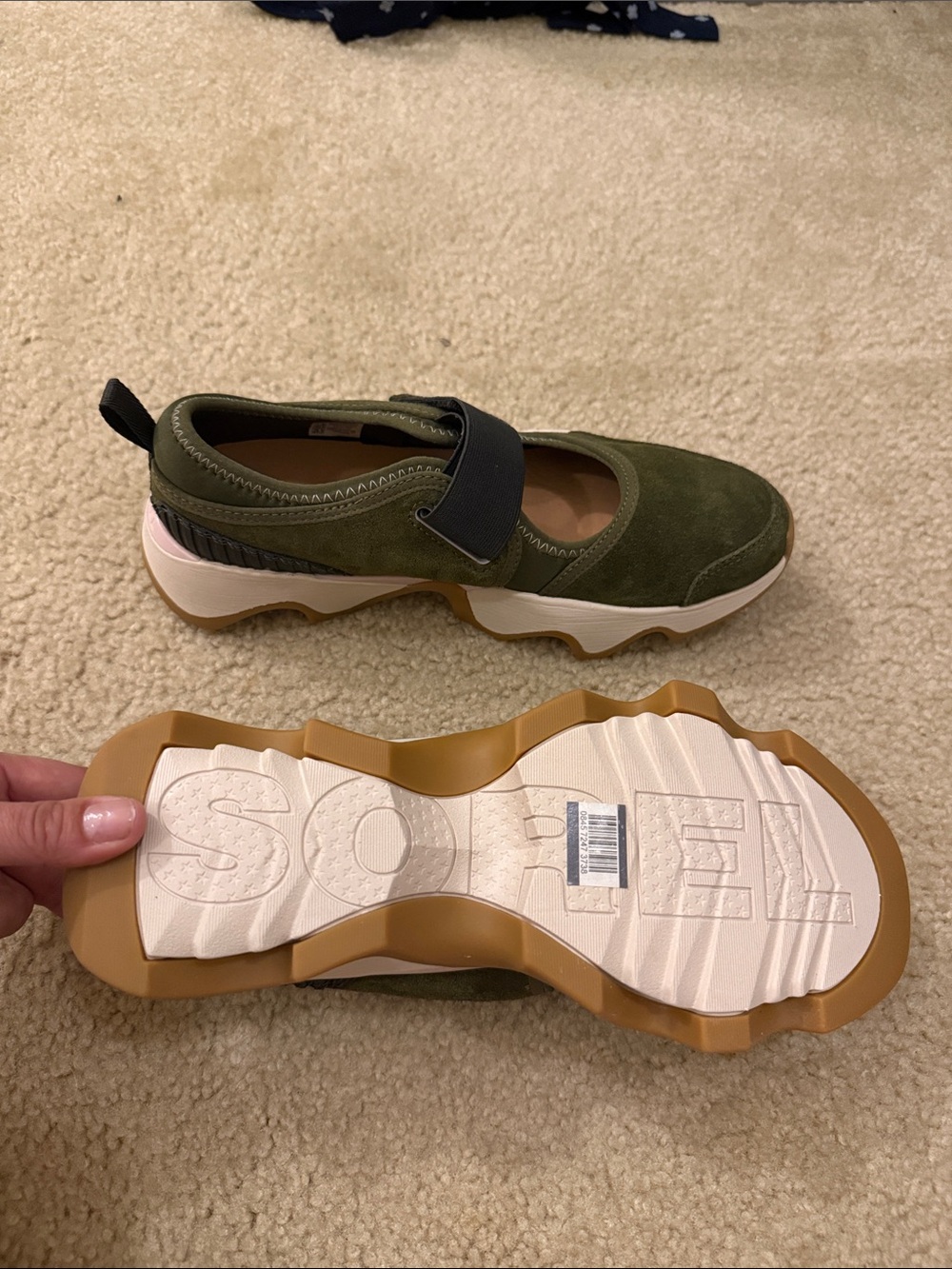 Olive Green Slip-On Sneakers with Strap